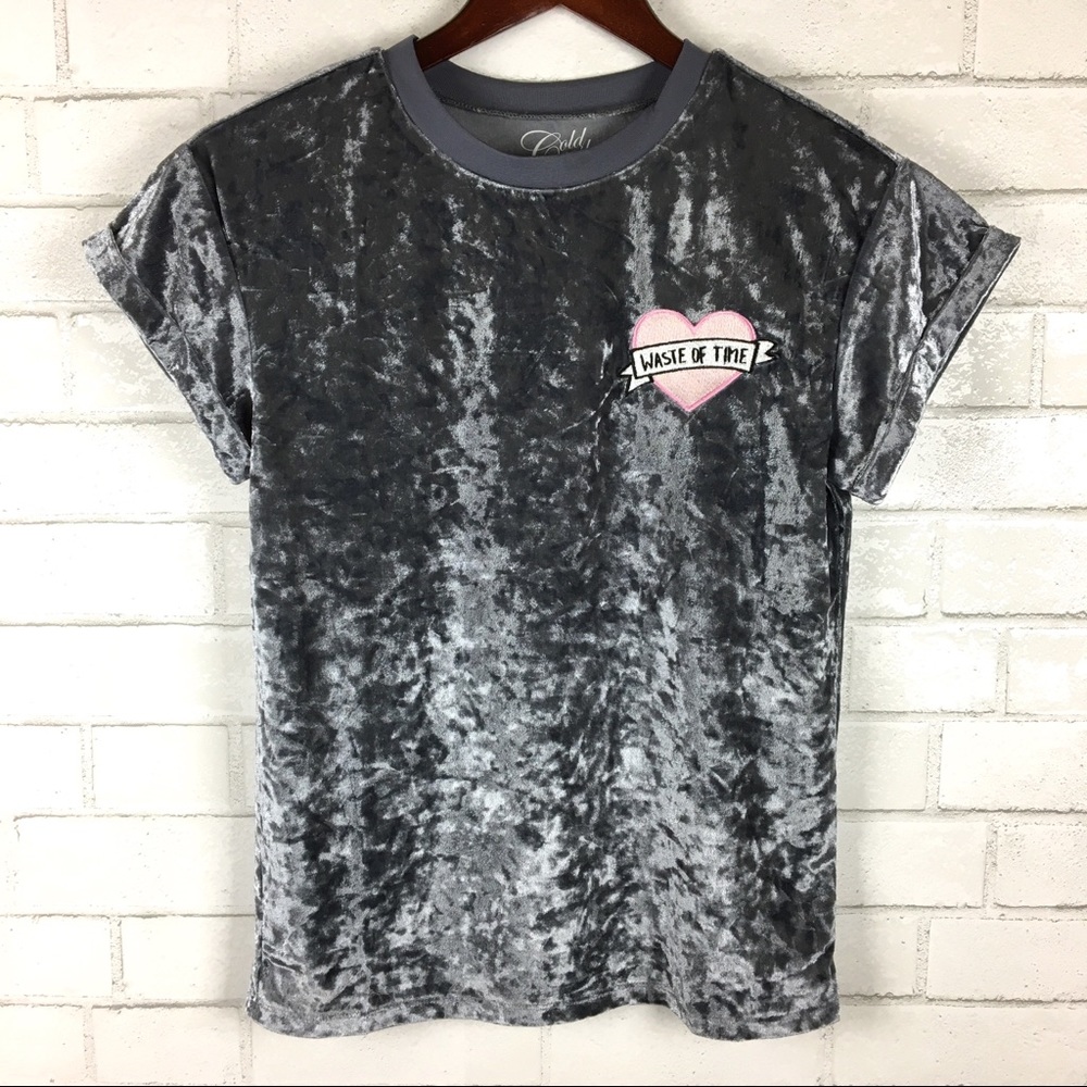 💘Crushed Velvet Embroidered ‘Waste of Time Tee